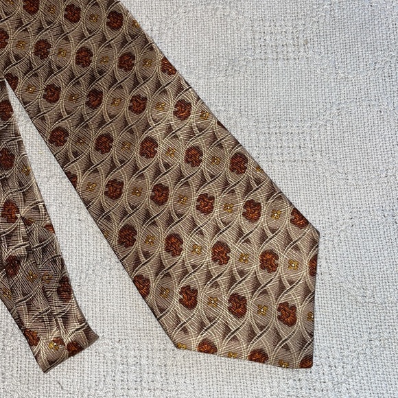 Harken Tie Men Regular Gold Pattern 100% Silk Dress - Picture 3 of 12